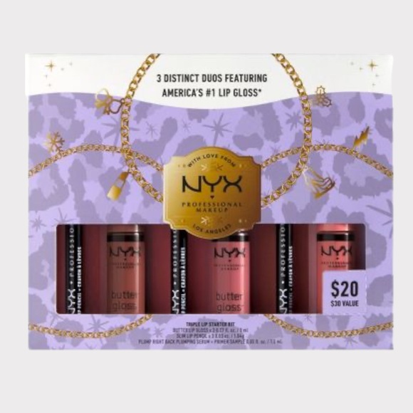 NYX Professional Makeup Butter Lip Gloss & Slim Lip Liner Holiday Vault Gift Set - Picture 1 of 6